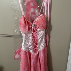 Elegant Pink Lace-Up Costume